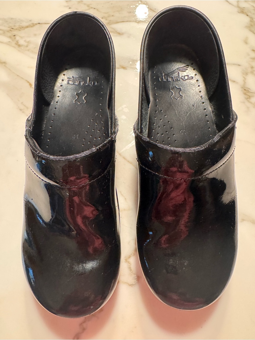 Dansko Black Patent Women’s Slip-On Clogs